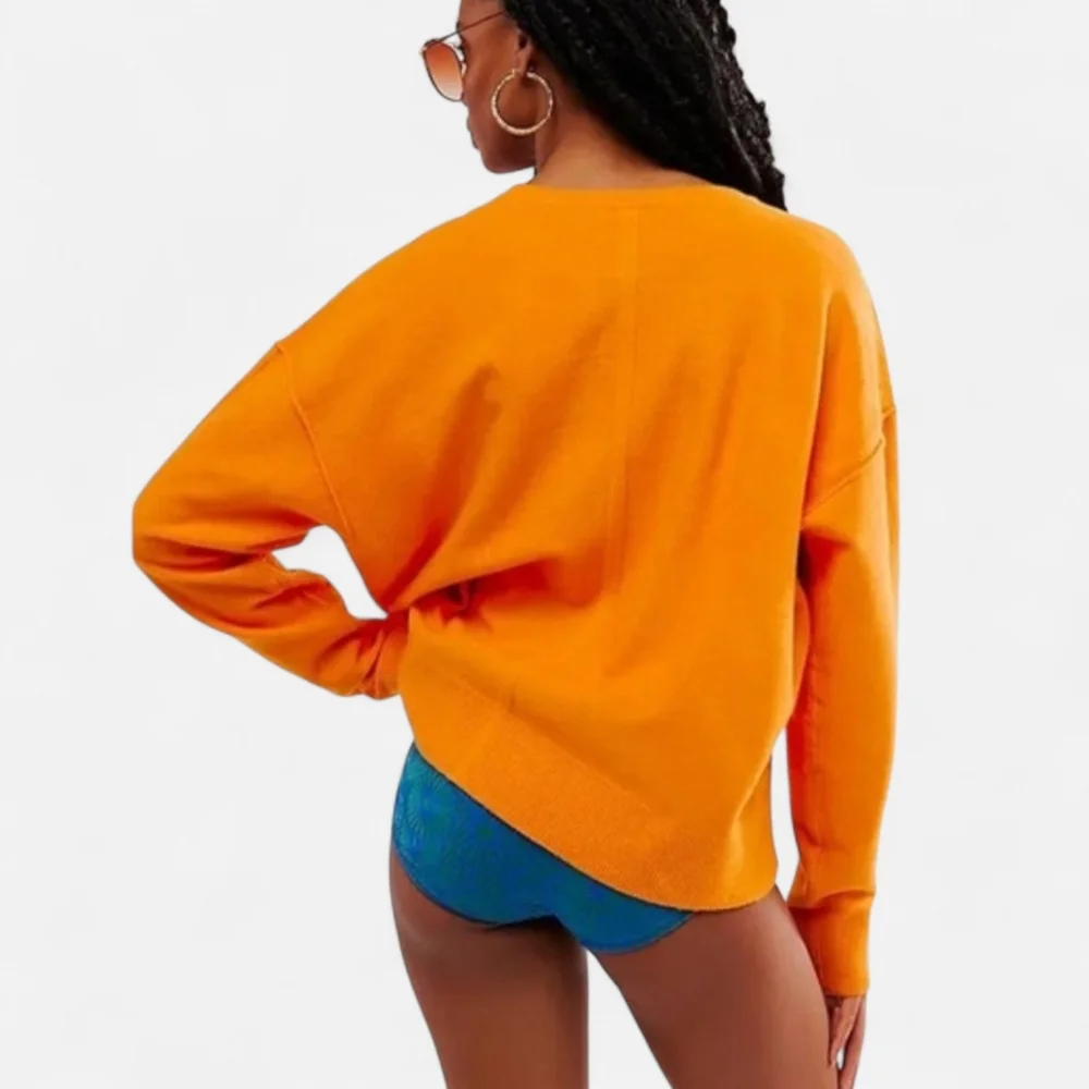 Free People Luna Slouchy Soft Wool Blend Sweater Marigold Orange Oversized Small